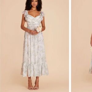 Birds Grey Green Floral Chiffon Michelle Dress Size L